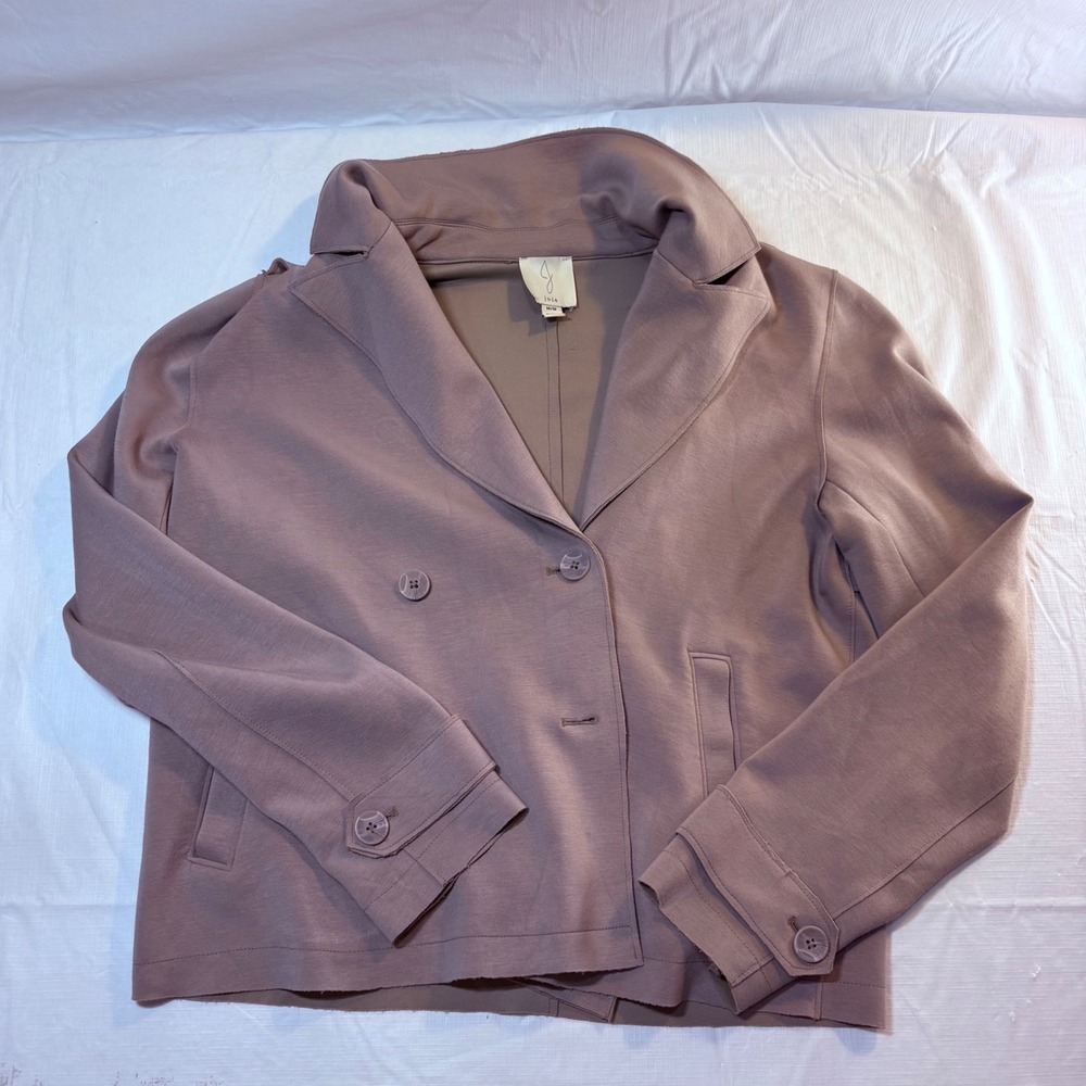 Joie Womens Mauve Taupe Double Breasted Stretch Blazer Jacket Size Medium M